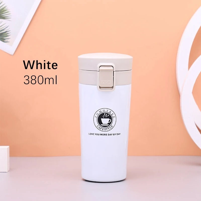 Hot & Cold Stainless Steel Vacuum Flask – 380ml | Double Wall Insulated Water Bottle | Leakproof Coffee & Tea Thermos Travel Mug (Random Color)