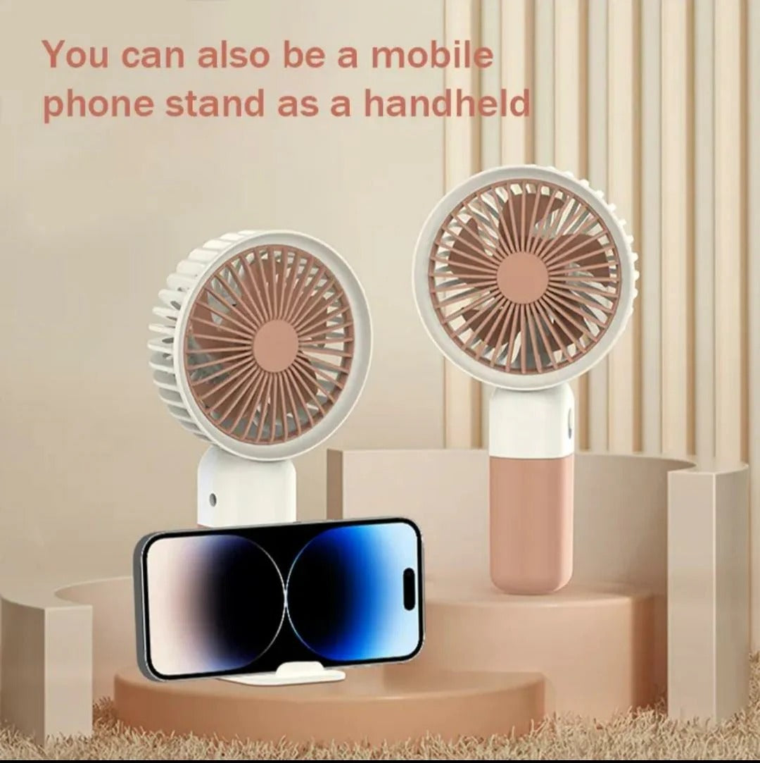 Mini Cute Fan – Portable USB Rechargeable Handheld Cooling Fan for Kids & Adults, Stand/Base Included (Random Color)